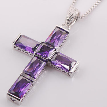New Purple Amethyst Cross Necklace-Your Soul Place